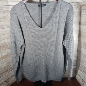 Emery Rose Women's Gray Pullover Sweater Sz L
